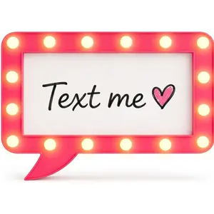 Light Up Speech Bubble Sign with Dry Erase Board – LED Message Board for Desk, Cute Pink Room Decor for Teen Girls, Wall or Tabletop Memo Sign