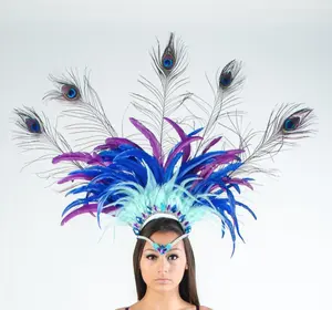 Carnival Headpiece with Colorful Feathers Eye-catching Design for Festival Wear Masks Accessory Bold and Engaging Festive Flair