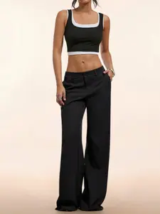 Fashion Casual Solid Color Wide Leg Button Pants, Perfect for Leisure Outings, Ideal for Women, Comfortable and Stylish Everyday Wear, Fit