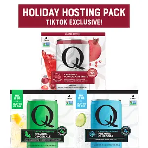 Q Mixers Holiday Variety Pack - Ginger Ale, Cranberry Pomegranate Spritz, Club Soad - 12 pack 7.5oz Cans **Only on TikTok**