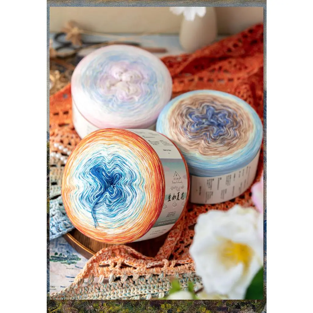 Summer Bloom 2-Pack 100% Cotton Cake Yarn, No-Twist Gradient Color, 400g/1531yds, Cotton Yarn for Crocheting, Lightweight Knitting, Crocheting Supplies, 22.0 to 23.0 sts (from Susan's Family)