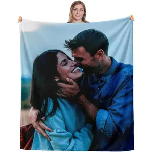 Personalized Blanket with Picture, Valentines Day Gifts for Him Her, Custom Photo Blanket Gifts for Women Men, Anniversary Wedding Gifts for Husband Wife Boyfriend Girlfriend, Throw Blanket for Couch