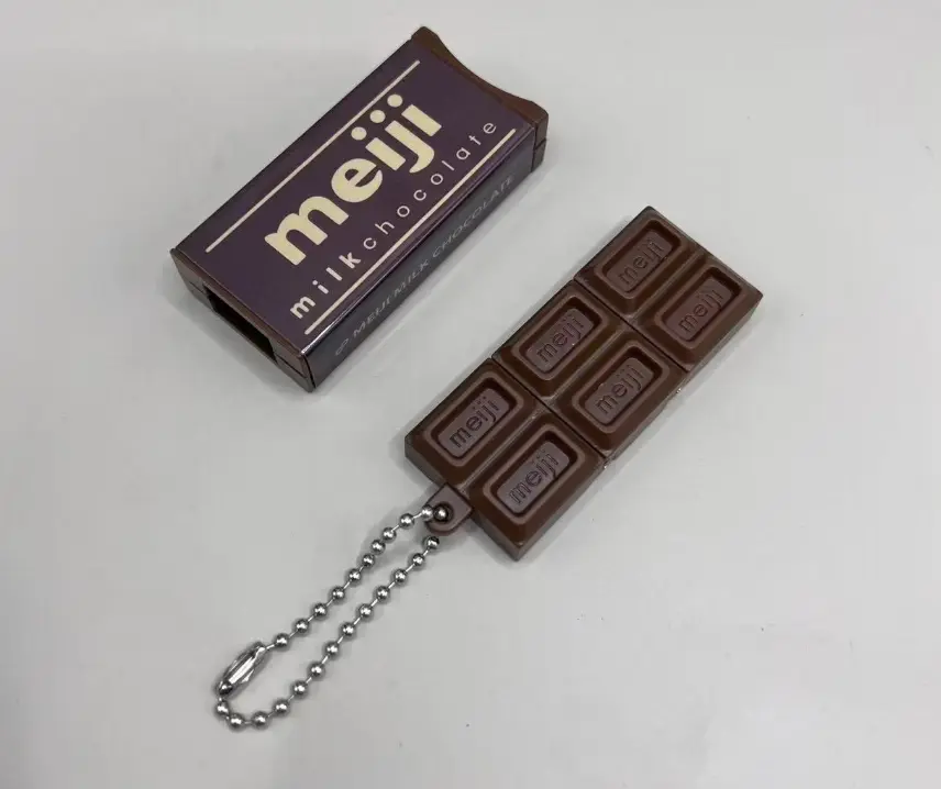 3pcs Simulated Meiji Chocolate Keychain Bendy Snap-And-Play Stress Relief Jp Style Fidget Toy Backpack Pendant Creative Gifts