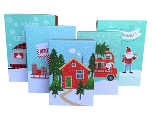 The Seasonal Shop Set of 5 Vintage-Style Christmas Gift Boxes - Stackable for Presents or Decoration