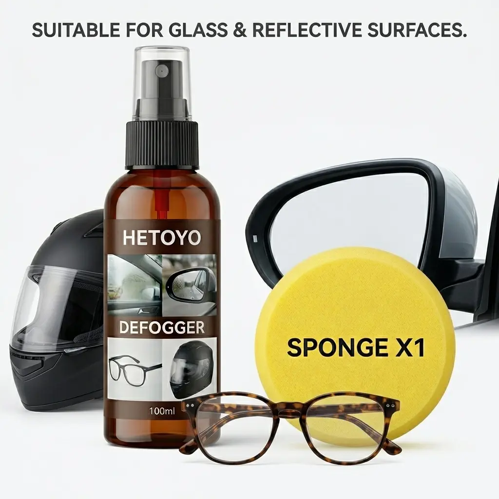 Convenient and easy-to-use anti-fog spray, suitable for multiple scenarios, including helmets, mirrors, and glasses with reflective surfaces.