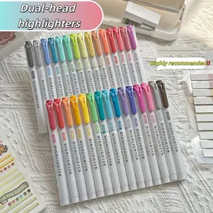 New Glitter Fluorescent Pen, Soft Pastel Colors, Fine Tip Marking Pen, Highlighters for School Supplies and Handmade Journals, Back-To-School Essential