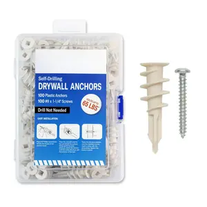 Claw Self Tap Drywall Anchors Kit - Plastic Wall Anchors with Screws,  For Drywall, 200 count