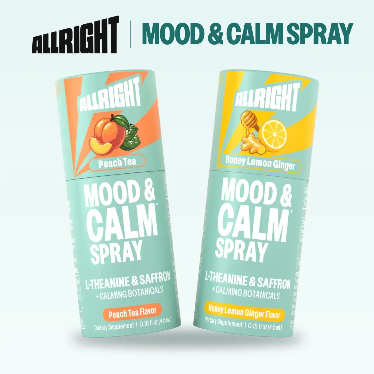 AllRight Calm & Mood Support Oral Spray with L-Theanine + Saffron Extract –  Daily Relaxation & Mood Support Spray, Easy Portable Spray, No Pills or Gummies