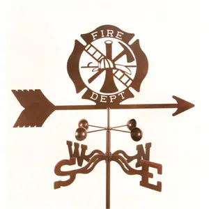 212 MAIN Steel Laser-Cut Fire Department Weathervane with Maltese Cross, 4-Sided Mount, Windcups, Rust-Preventive Protective Coatings, Decorative Garden Outdoor Furniture Decor