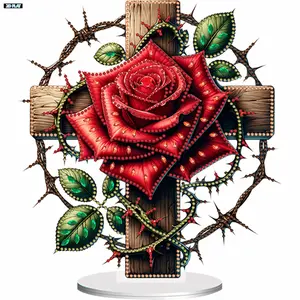 2D FLAT2D Flat Print Cross DIY Table Top Diamond Painting Ornament Kits 5D DIY Diamond Art Tabletop Decorations for Home Office Desktop DecorDiamond Painting Kit with All Tools for Adults & Beginners. Ready-to-use DIY Wall Decor & Ideal Holiday Gift
