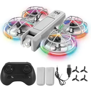 Kids Drone with 20 Colorful Light Modes RC Quadcopter with Head Searchlight Altitude Hold 3D Flip 3 Speed Modes Propeller Protection