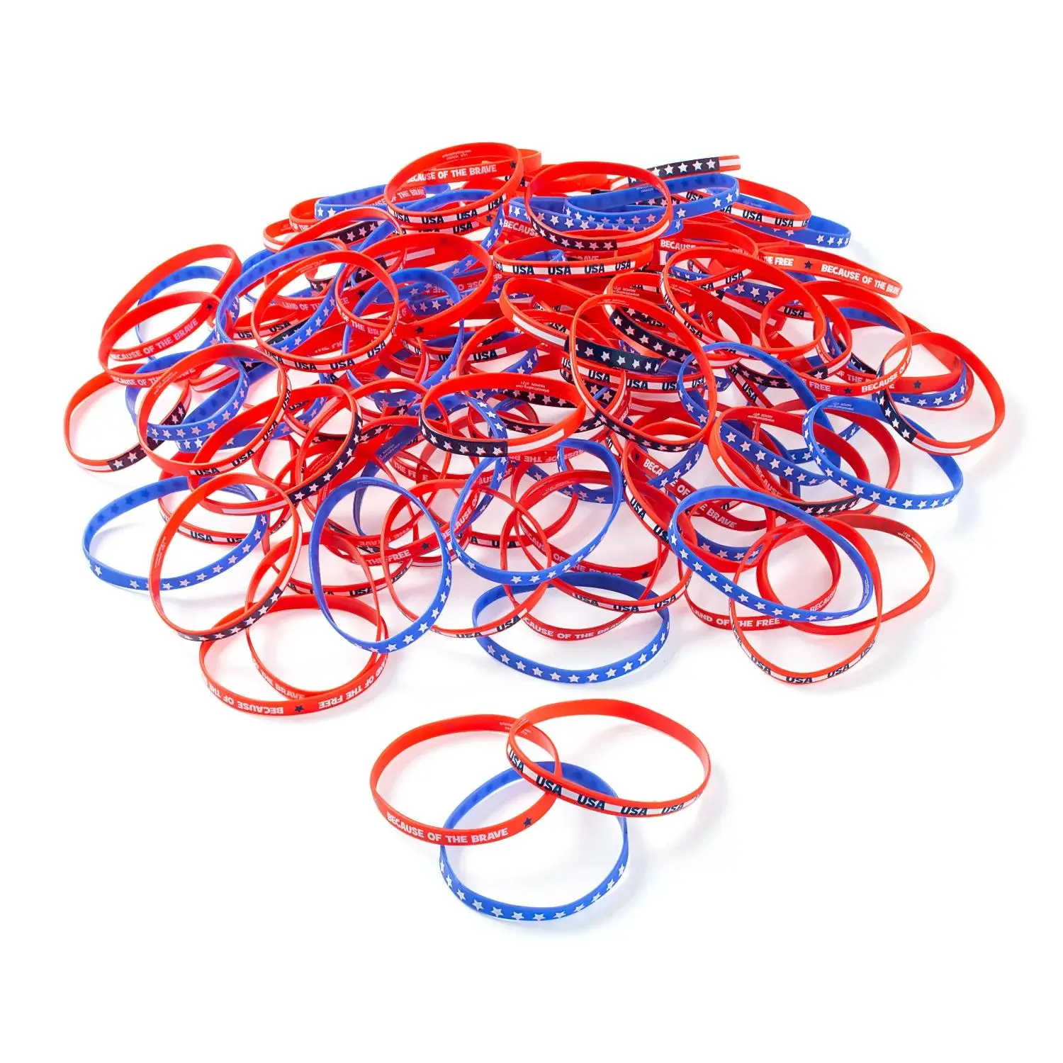 7 1/4" Bulk 240 Pc. Patriotic Thin Band Silicone Bracelets