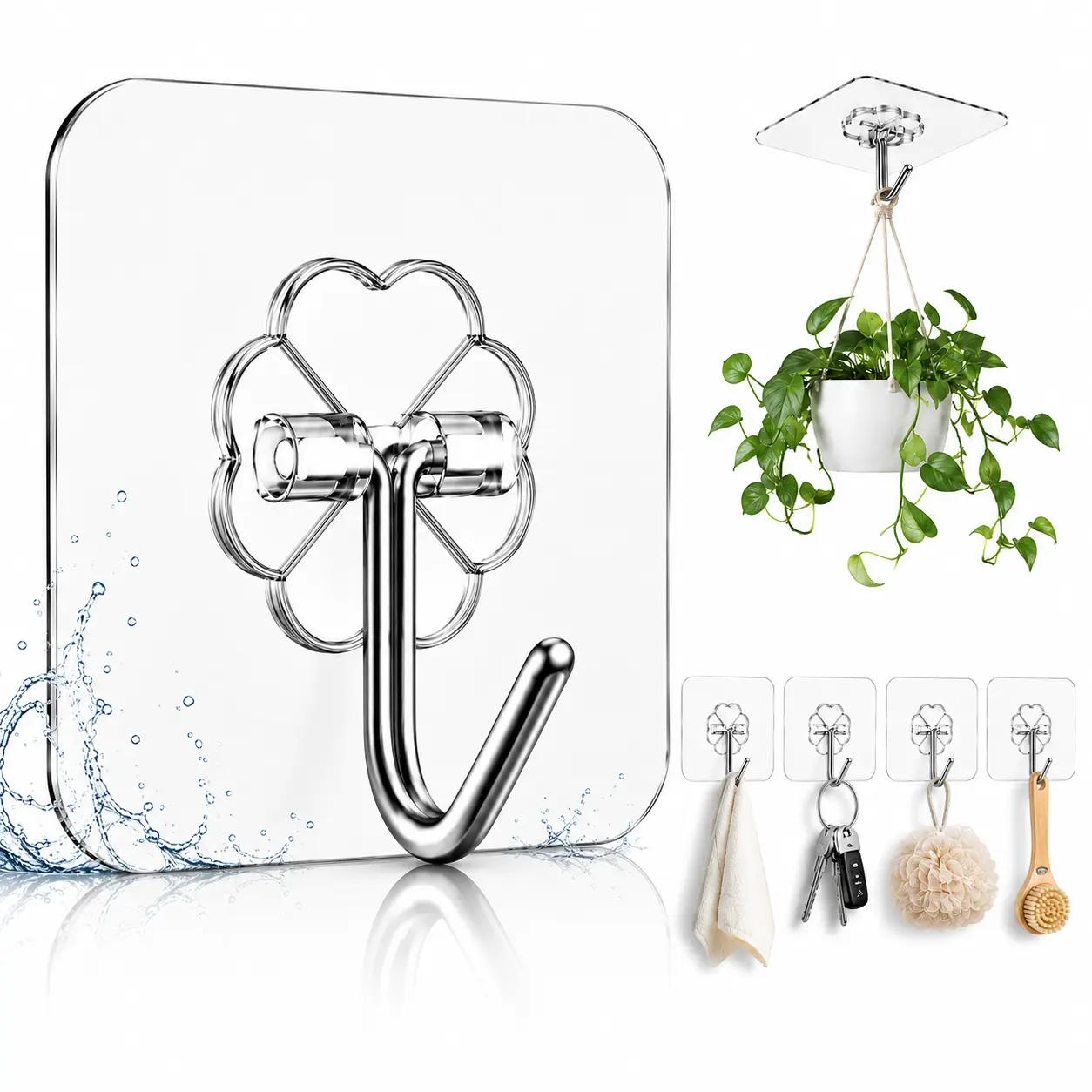Command Small Clear Wall Hooks, 12 pcs | Damage-Free Hanging, No Tools Wall Hooks for Hanging Decorations in Living Spaces