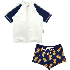 Kids Euro Shorties + Short Sleeve Rash Guard Set - Pineapple Dreams