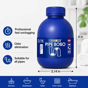 PICKZONE PIPE BOBO Drain Unclogger for Kitchen Shower &Tub Drains Safe for All Pipes Fast Acting Household FormulaAll Purpose Cleaner Garbage Disposal Cleaner