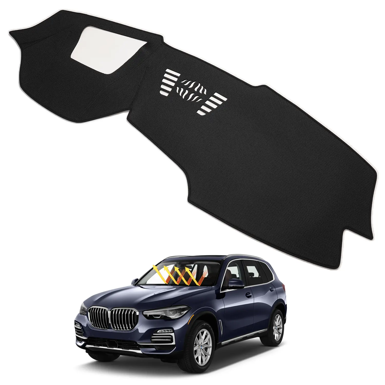 Canvcle Custom Fit Dash Cover Mat for BMW X5 X7 2019-2022 Non-Slip Mesh Anti-Glare UV Protection Interior Accessories