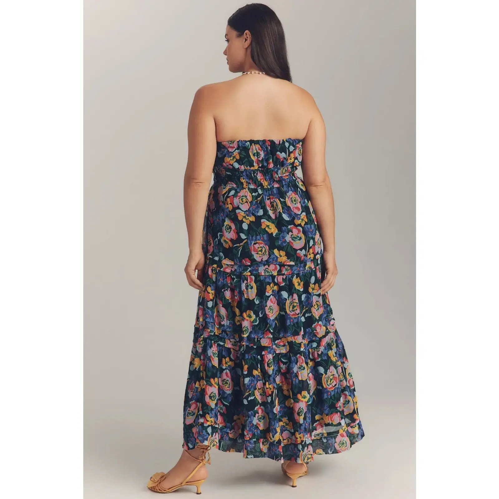 Anthropologie The Somerset Strapless Maxi Dress $178 Large Blue Floral -  TikTok Shop