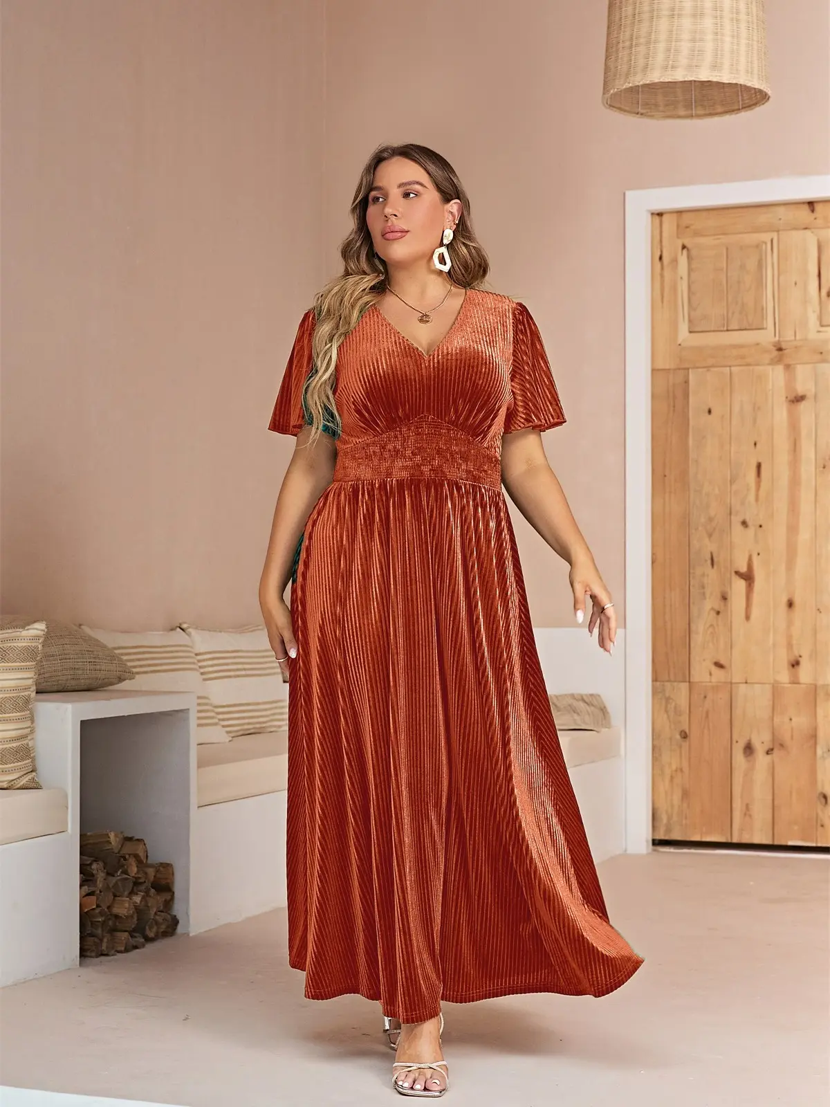 evening dress semi formal Cocomelody Semi Formal Dress Blue Prom Dress CS0604, Dusty Rose