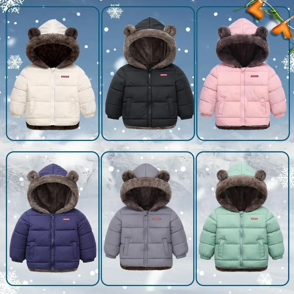 Girl's New Teddy Bear Hooded Winter Coat - Warm Fleece, Long Sleeve, Windproof Outerwear for Infants & Toddlers (6M-4T) | Baby Clothes Girl