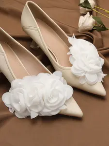 2pcs Fashionable Large Multi-Layer Chiffon Flower Shoe Decorations, Detachable, Suitable for High Heels, Sandals, Weddings, Graduation Season, Shoe Charms, Flower Shoes Decoration