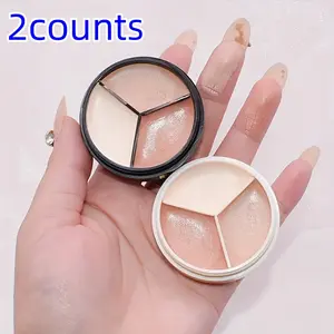 2-Pack Tricolor Concealer, Long-Lasting Waterproof, Covers Dark Circles & Blemishes, Unisex, Ideal for Tattoos & Acne Marks