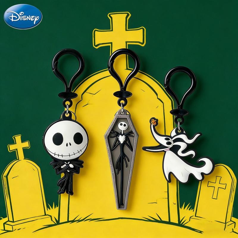 1PC The Nightmare Before Christmas Jack Zero Keychain Officially Licensed Gothic-Vibe Collectible Skeleton Animal Anime Peripheral Backpack Decoration Car key Pendant Desk Ornament Durable PVC Rubber Gift