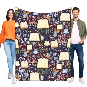 Book Lover Reading Theme Blanket Soft Flannel Fleece Throw, Just One More Chapter Cozy Bed Sofa Decor Gift for Bookworms. Suitable for beds and sofas can also be given as a gift The best choice for gifts to friends