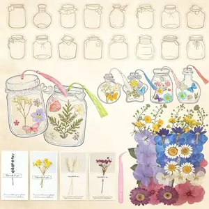 66 Pcs DIY Transparent Dried Flower Bookmark Set Handmade DIY Bookmarks with Dried Pressed Flowers Leaves Butterfly Stickers Colorful Tassels and Tweezers for Reader Writer,Bookmark Crafts,NatualFlower Bookmarks,Perfect Gift Idea，foryou fyp，pattern clear