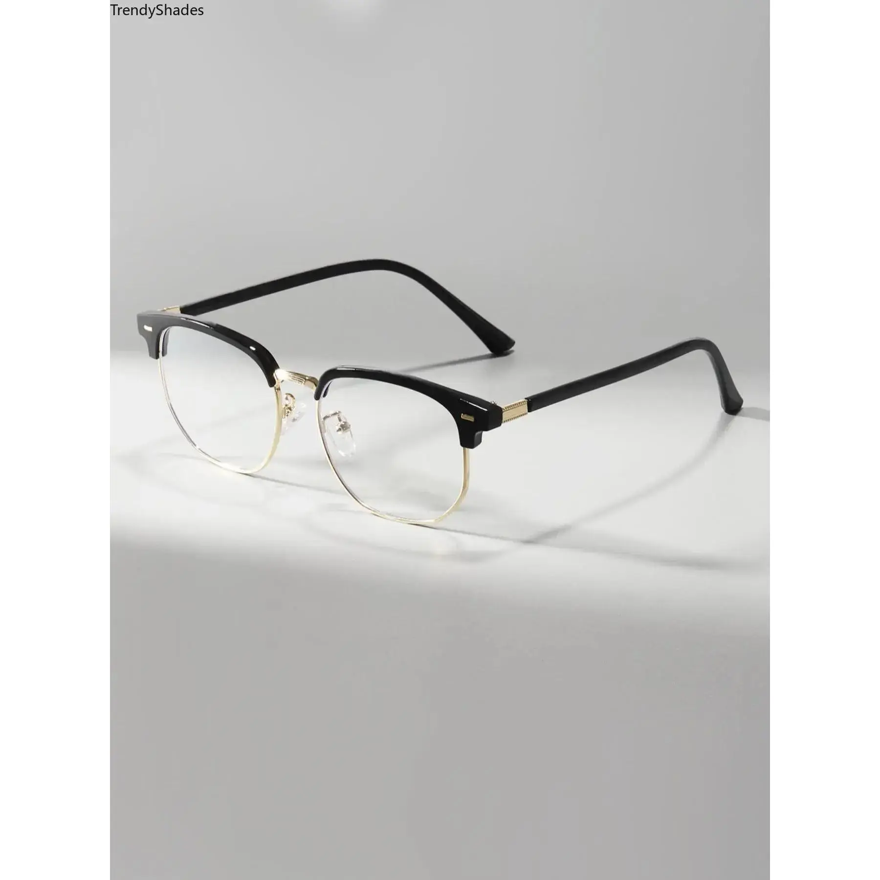 Simple Design Metal Frame Anti Blue Glasses - Lightweight Eyewear, Minimalist Casual Square Frames for Everyday Sports & Outdoor Use