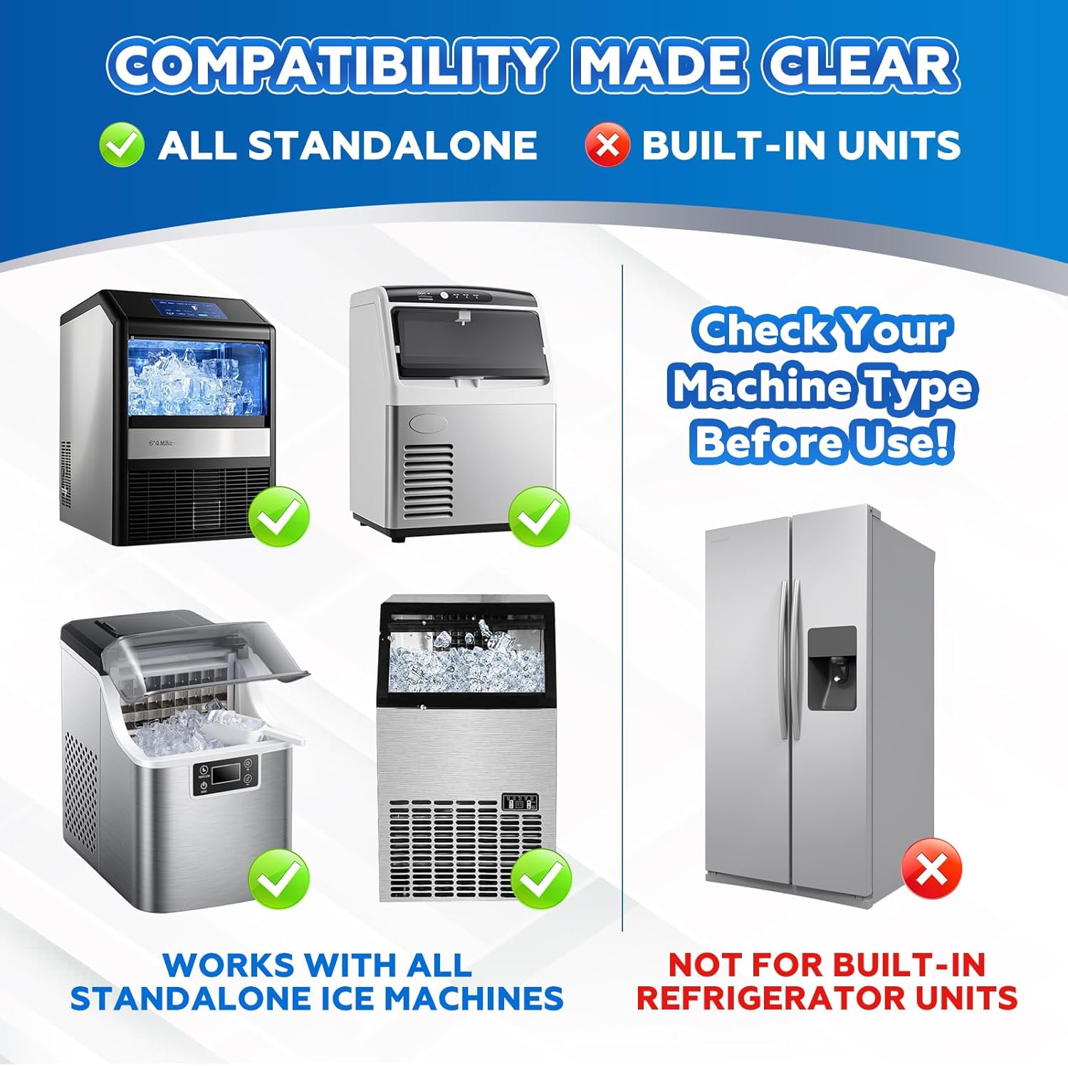 Universal lce Cleaner Tablets 6-Pack, Nickel-Safe Descaling Solution for All lce Makers, PowerfulScale Remover for Countertop lce Maker & Nugget lce Maker, Universal lce Cleaner to ExtendMachine Life & Keep lce Fresh & Clean ice machine