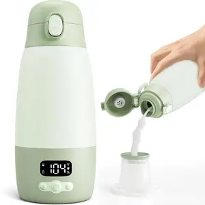 Portable Bottle Warmer for Travel, 17.8oz Baby Bottle Warmer for Breastmilk & Formula, 2-Min Fast Heating Formula Container to Go, Long Battery Life & Temp Control, Portable Milk Warmer On The Go