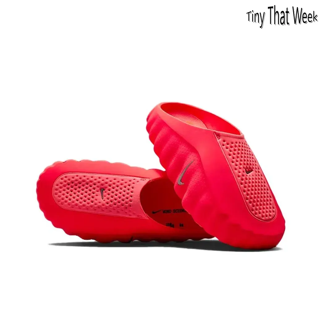 Vibrant Red Recovery Slides with Orange Massage Nodes – Soft EVA Foam, Ventilated Perforated Upper & Non-Slip Textured Sole, Cozy Post-Workout Footwear for Home & Gym Relaxation