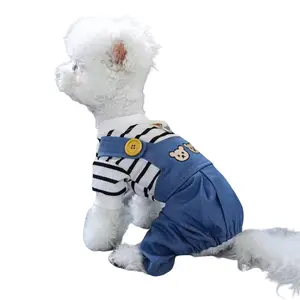 Cute Bear Print Pet Overalls Shirt, Casual One-Piece Dog Clothes for Teddy Bichon Corgi, Summer Thin, Spring Fall Wear