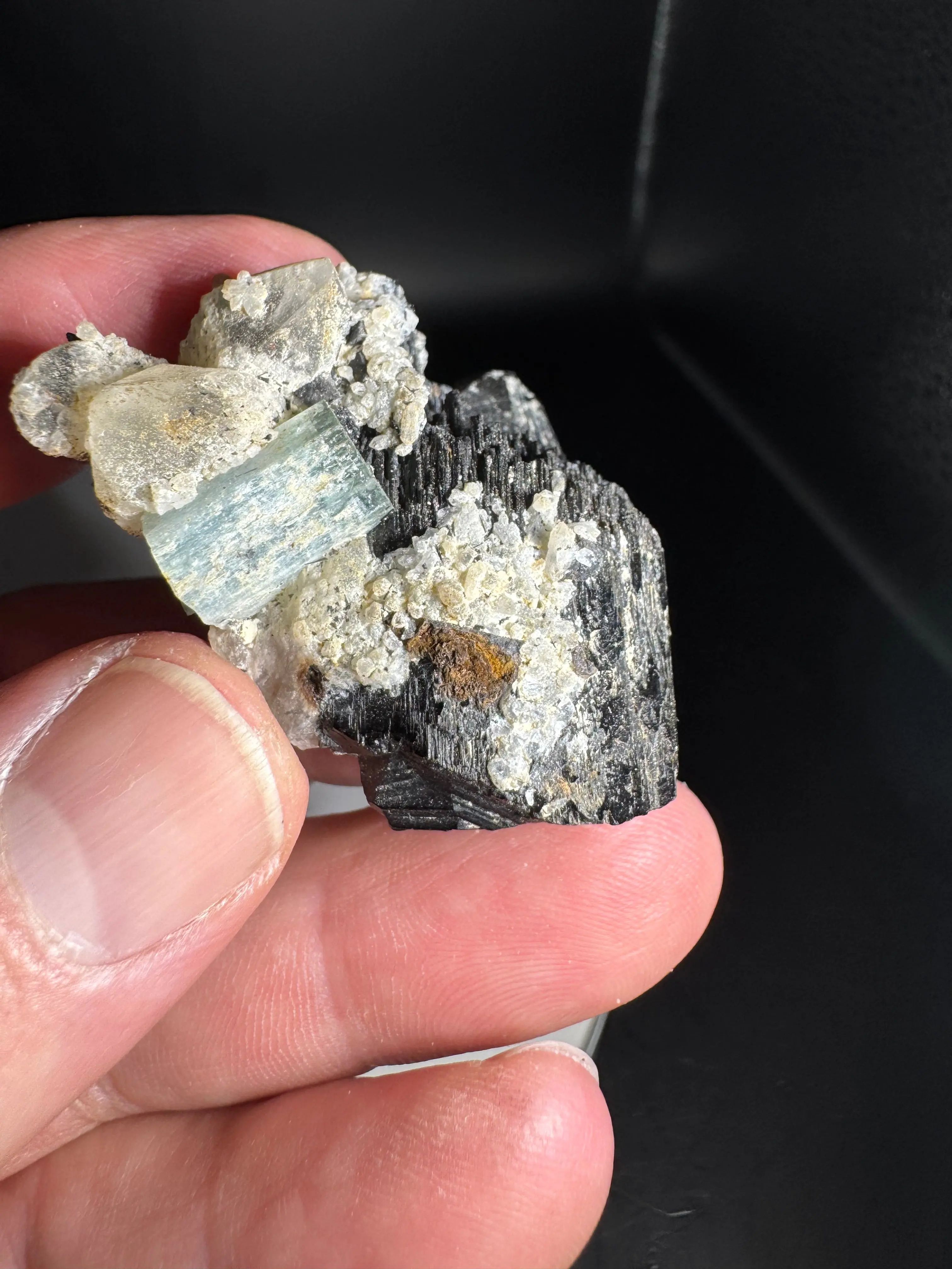 39g Natural Aquamarine Tourmaline Cluster Mineral Specimen Namibia