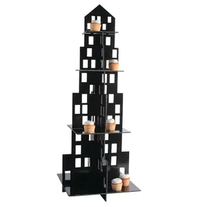 16" x 42" Large City Skyscraper Black Foam Cupcake Stand