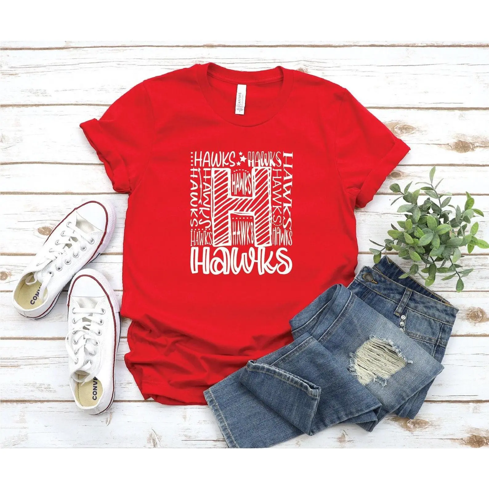 Hawks Mascot T, Hawks Spirit Shirt, Hawks School Mascot Shirt, School Team T, Hawks Shirt, School Spirit T