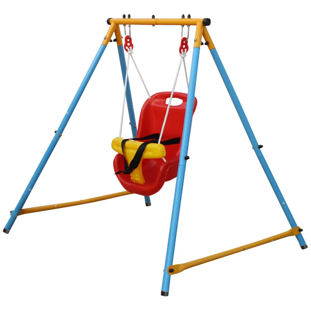 Toddler Swing with Stand Safe Foldable Swing Set High Back Baby Chair Belt Seat for Indoor Outdoor Backyard Yard Playground Toy Gifts