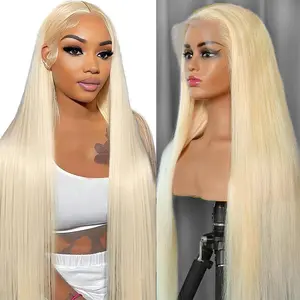613 13x6 Lace Front Wig Human Hair Pre Plucked Straight Blonde Human Hair Lace Front Wigs 613 HD Lace Frontal Wig Blonde Wigs for Black Women 180% Density 28 Inch