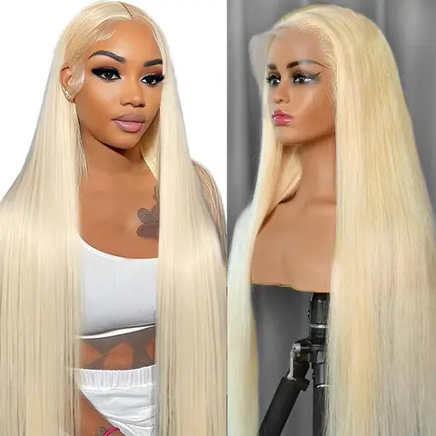 613 13x6 Lace Front Wig Human Hair Pre Plucked Straight Blonde Human Hair Lace Front Wigs 613 HD Lace Frontal Wig Blonde Wigs for Black Women 180% Density 28 Inch