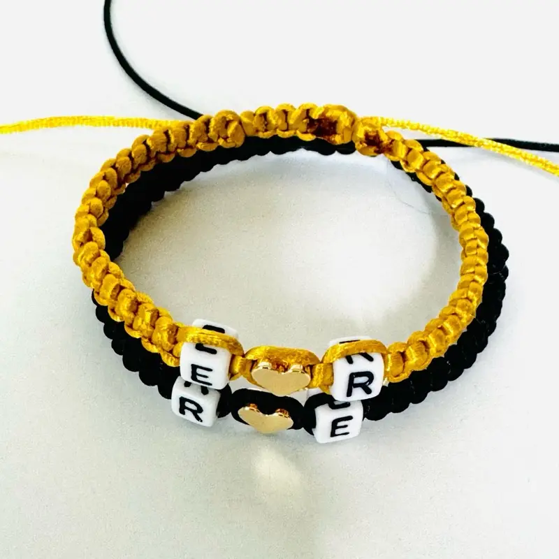 Couple's, Friendship, BFF Initial Heart Red String Macrame Bracelets - A-Z Letters, Adjustable Sliding Knot, Fashionable Heart Shaped Bracelet, Jewelry Accessory for Female, Male Daily Wear
