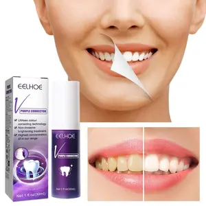 Teeth Whitening Toothpaste 1 fl oz 30ml Purple Corrector for Removing Teeth Stains & Odors Oral Care Brightening Formula purely white safe