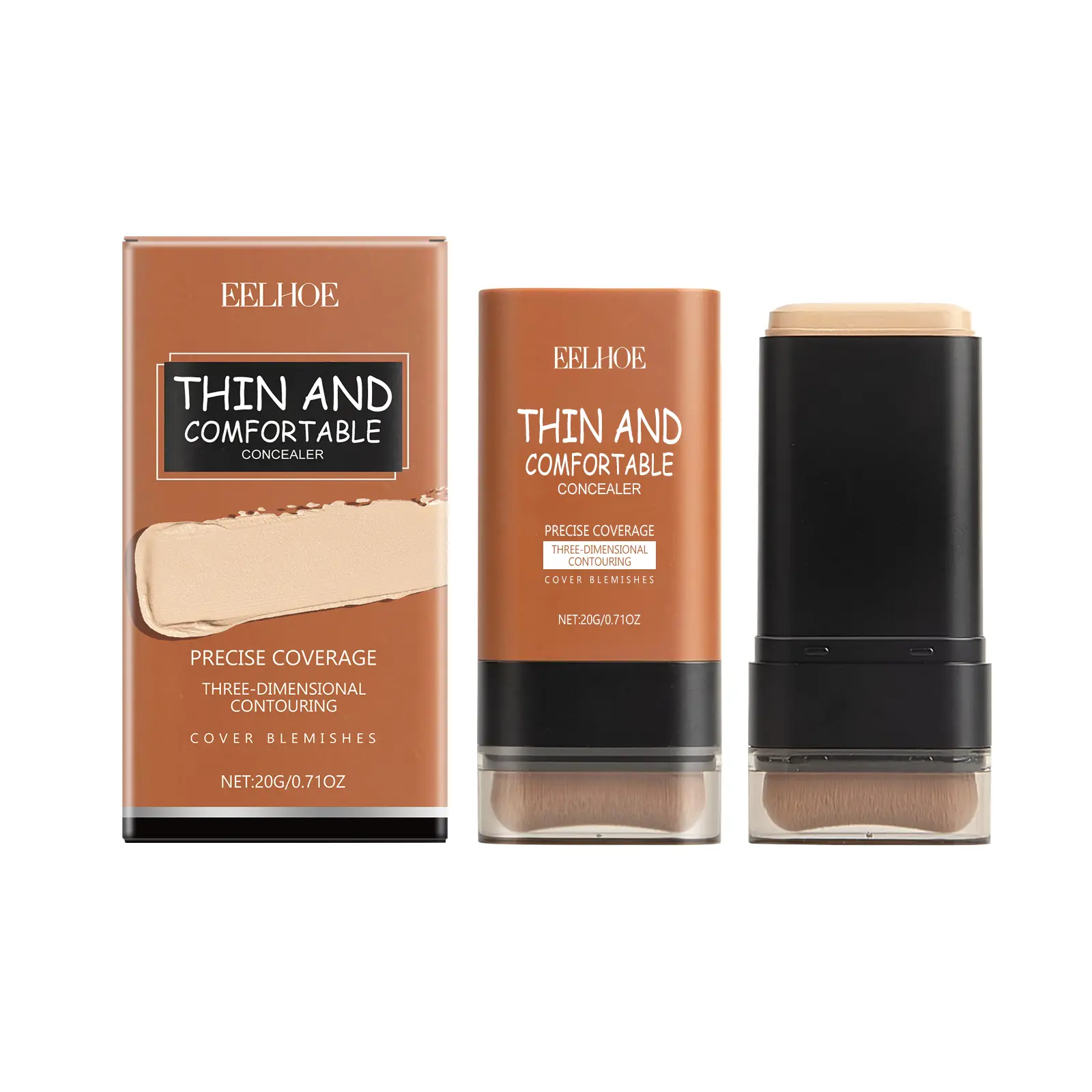 EELHOE Light Transparent Concealer Foundation Stick, The Liquid Foundation Is Not Easy To Remove Makeup Moisture Natural Refreshing