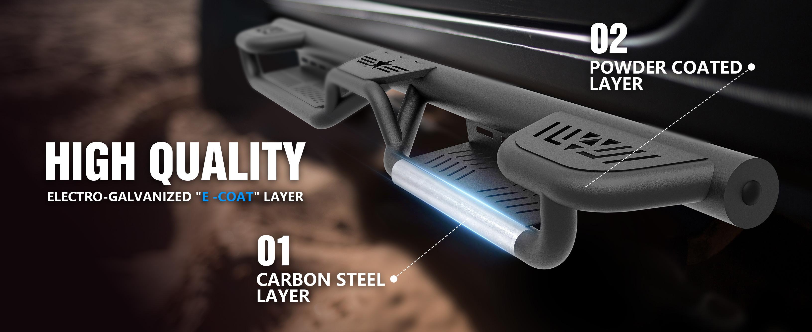 Three Raised Steps Running Boards Side Steps Compatible for 2015-2025 Chevy Colorado & GMC Canyon Crew Cab (4 Full Size Doors), Two Stairs Design Bolt-on Side Rails Step Nerf Bar