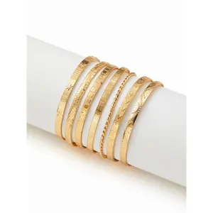 Cider 7PCS TEXTURED OPEN BRACELET SET