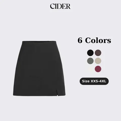 Cider Women's Fitted Woven High-Waist Zip-Up Slit Mini Skirt - Minimalist Women's Bottoms
