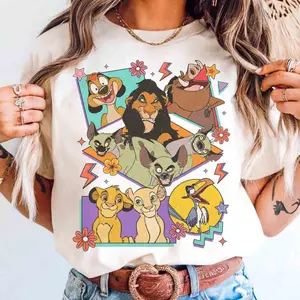 Adult And Youth Retro 90s Style Group Lion King Hakuna Matata Characters T-shirt, Simba Timon Pumbaa Tee, WDW Magic Kingdom Family Gift