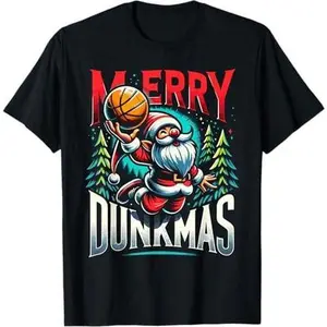 Basketball Gnome Merry Dunkmas, Christmas Basketball Player T-Shirt