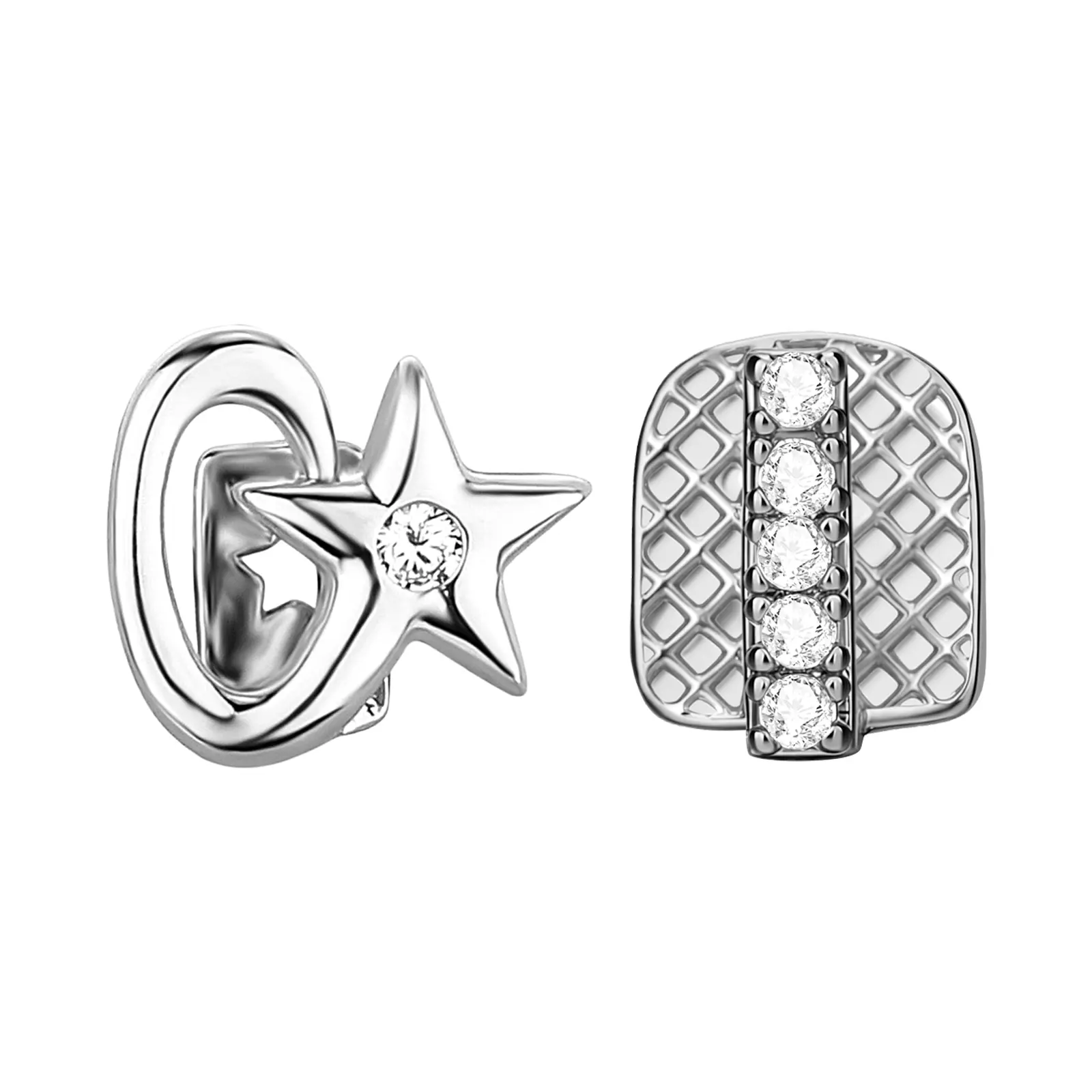 OIDEA Tooth Grillz Teeth Accessory, Unisex Hip Hop Rhinestone Copper Dental Grills with Star-Rectangular Shapes, Custom-Fit Dental Accessories for Concerts, Costumes