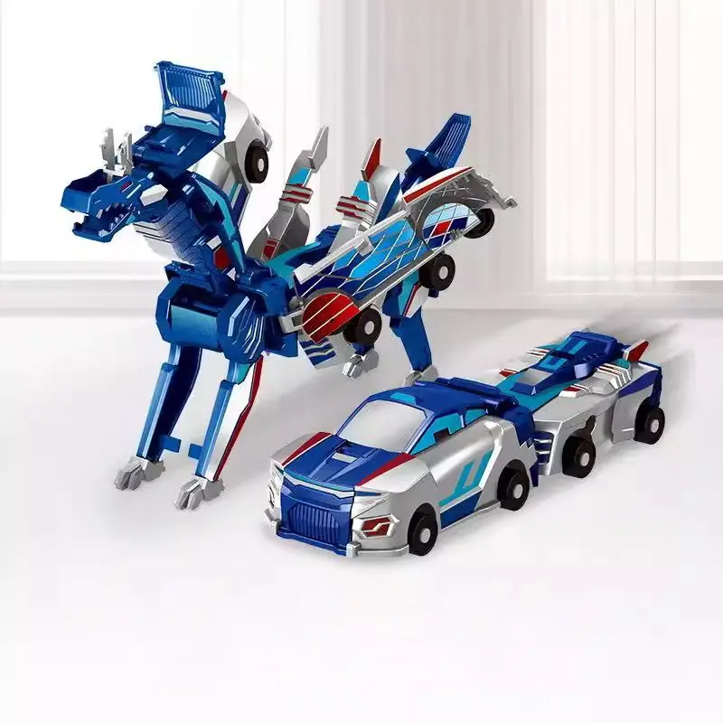 1911 Magnetic Transformation Toy Set - Silver Wing Flying Dragon, Fantasy Pegasus Unicorn Combination, Collision-Activated 2-in-1 Children's Car Action Toy Robot