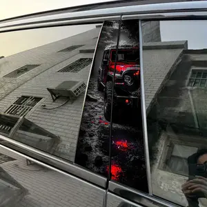 2pcs Red SUV Car Sticker B-Pillar DIY Center Pillar Film Decorative Car Accessory